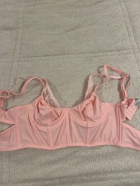 Light Pink Lace-Trim Underwire corset top